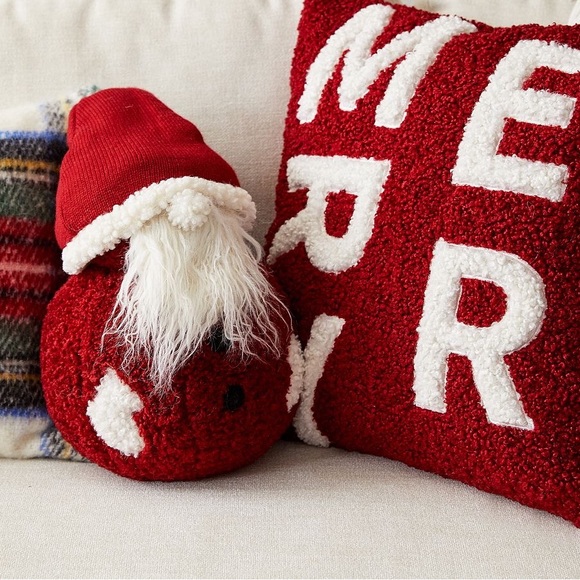 Pottery Barn Cuddly Teddy Bear Fur Bearded Jolly Santa Christmas Pillow 🎅🏻🎄 - Picture 4 of 16